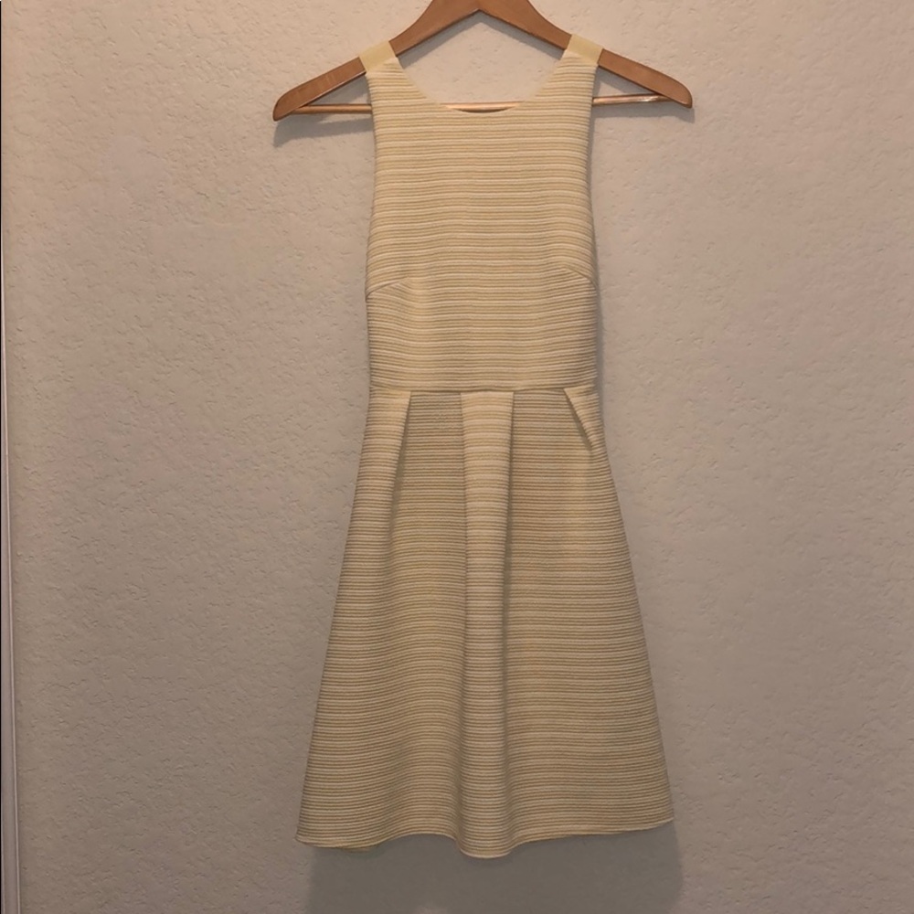 Yellow and white stripe skater dress